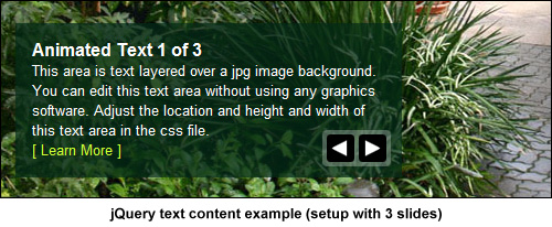 jQuery text content slideshow example