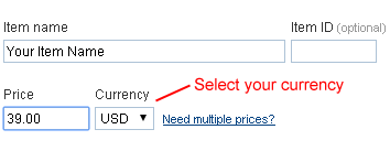 Selecting Paypal Currency